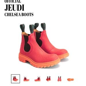 John Fluevog Red Orange Chelsea Ankle Boots